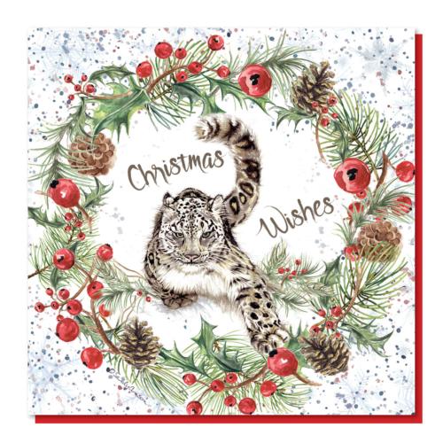 Christmas card, Snow leopard wishes