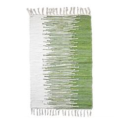 Rag rug, recycled cotton, green/white gradient 60 x 90cm